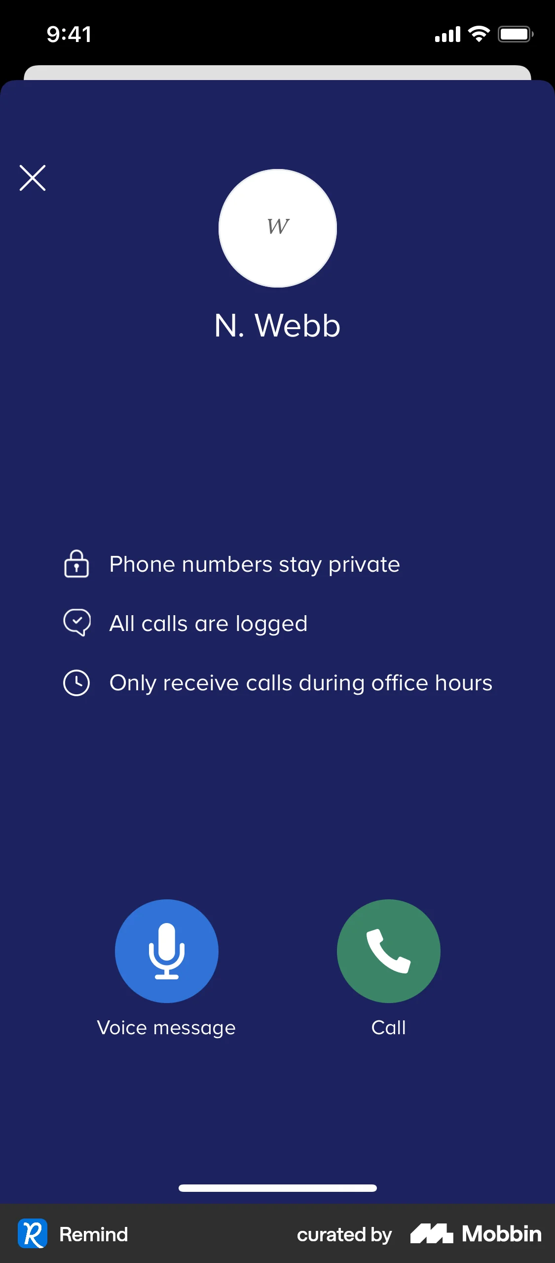 Remind iOS Call screen