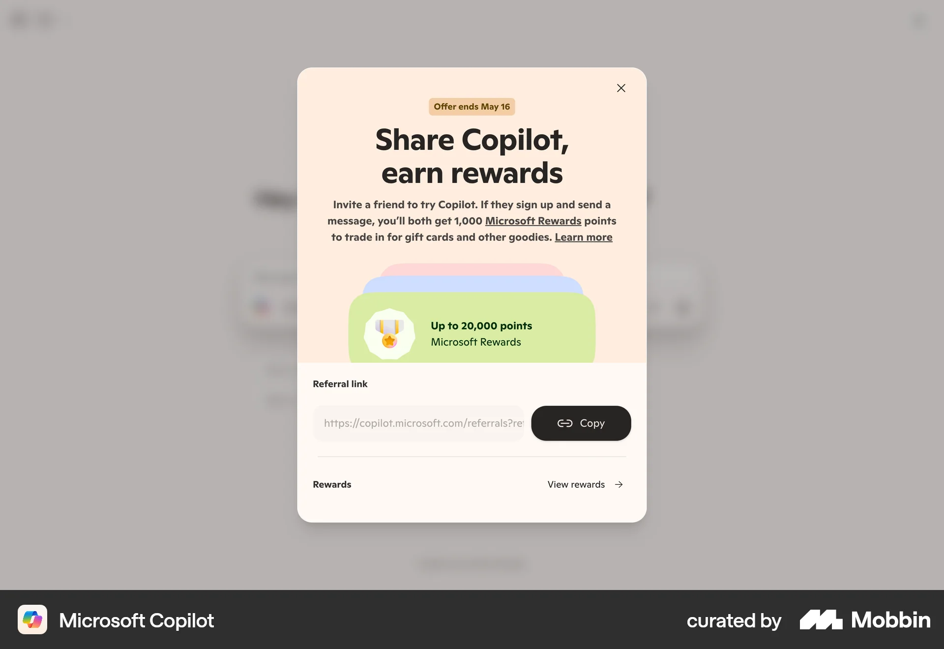 Microsoft Copilot Web Invite & Refer Friends screen