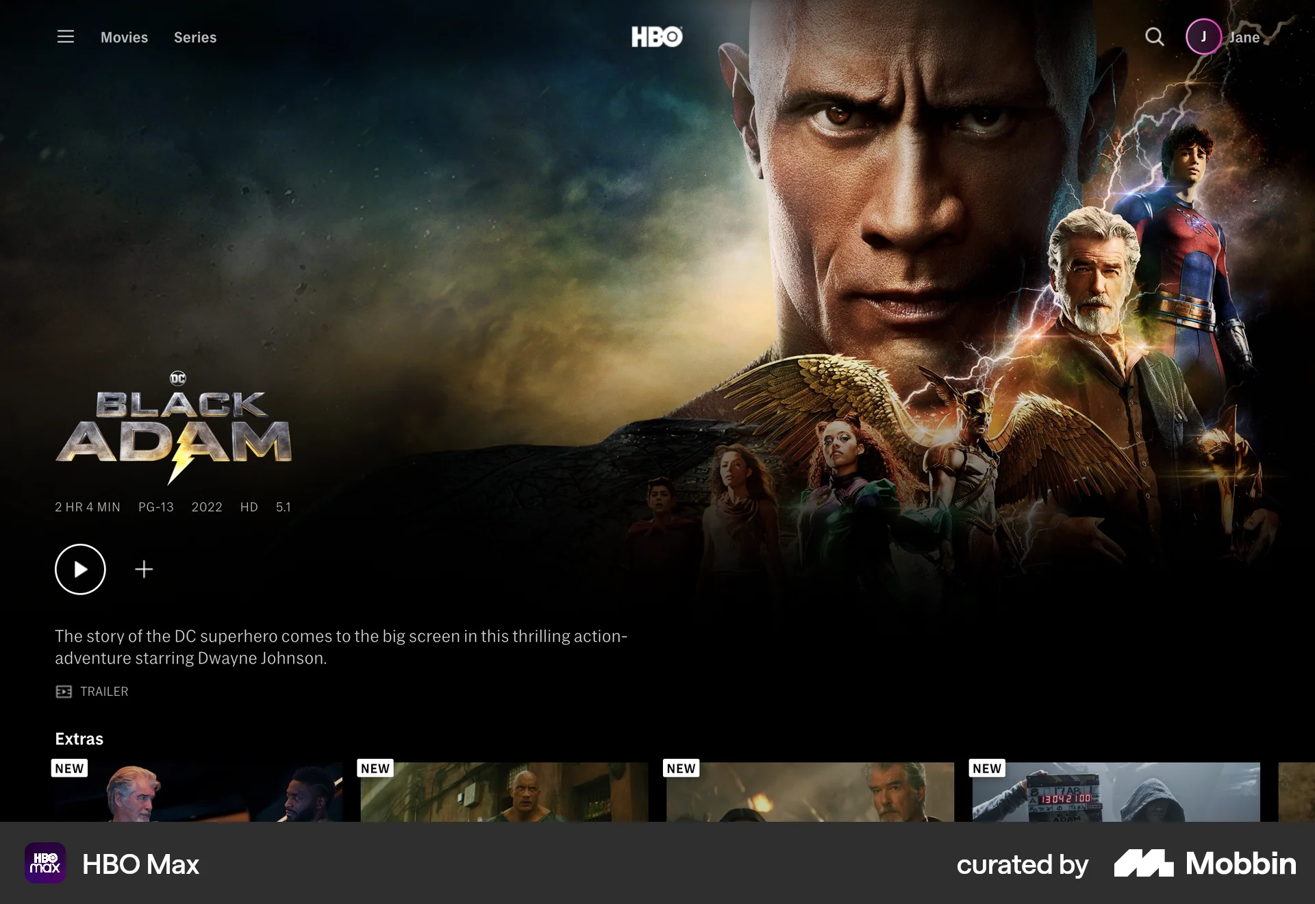 HBO Max Web TV Show & Movie Detail screen
