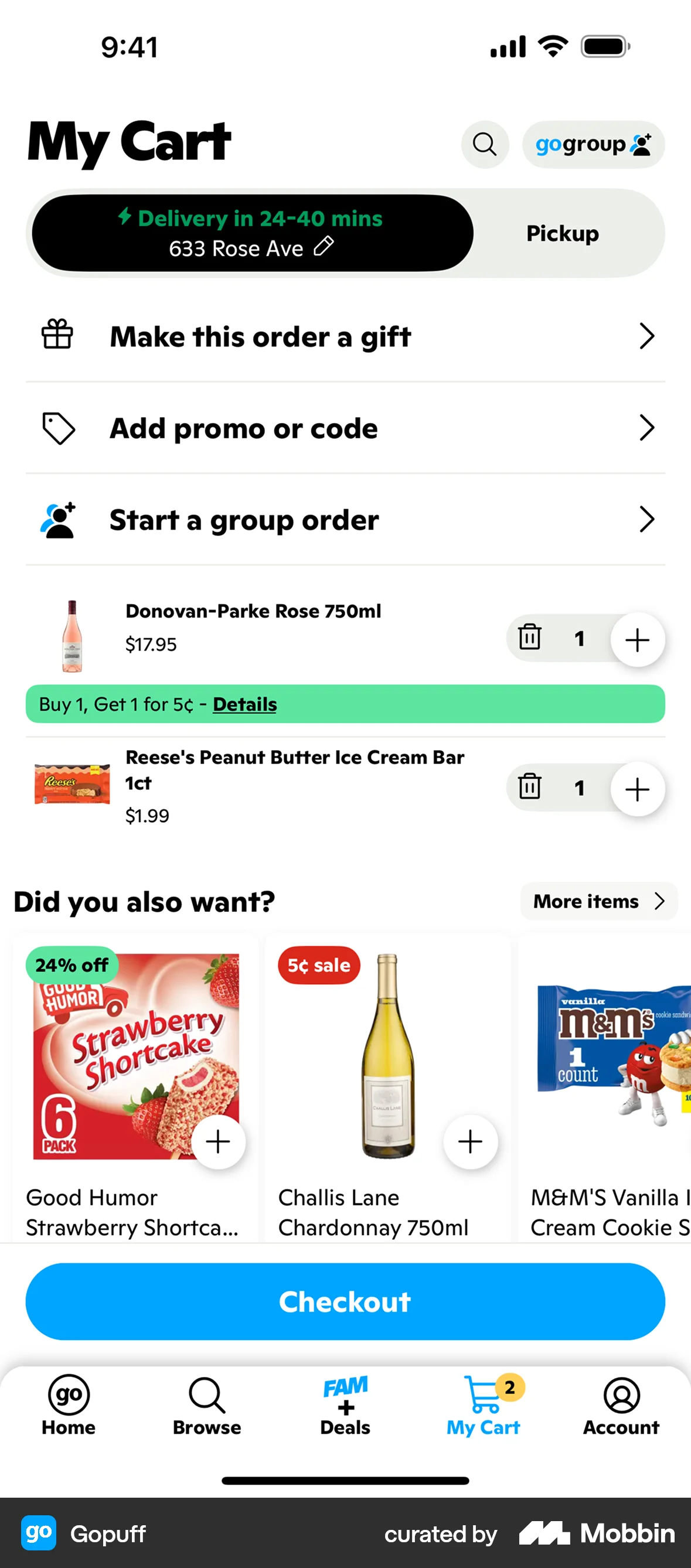 Gopuff iOS Mobile Shopping Cart screen