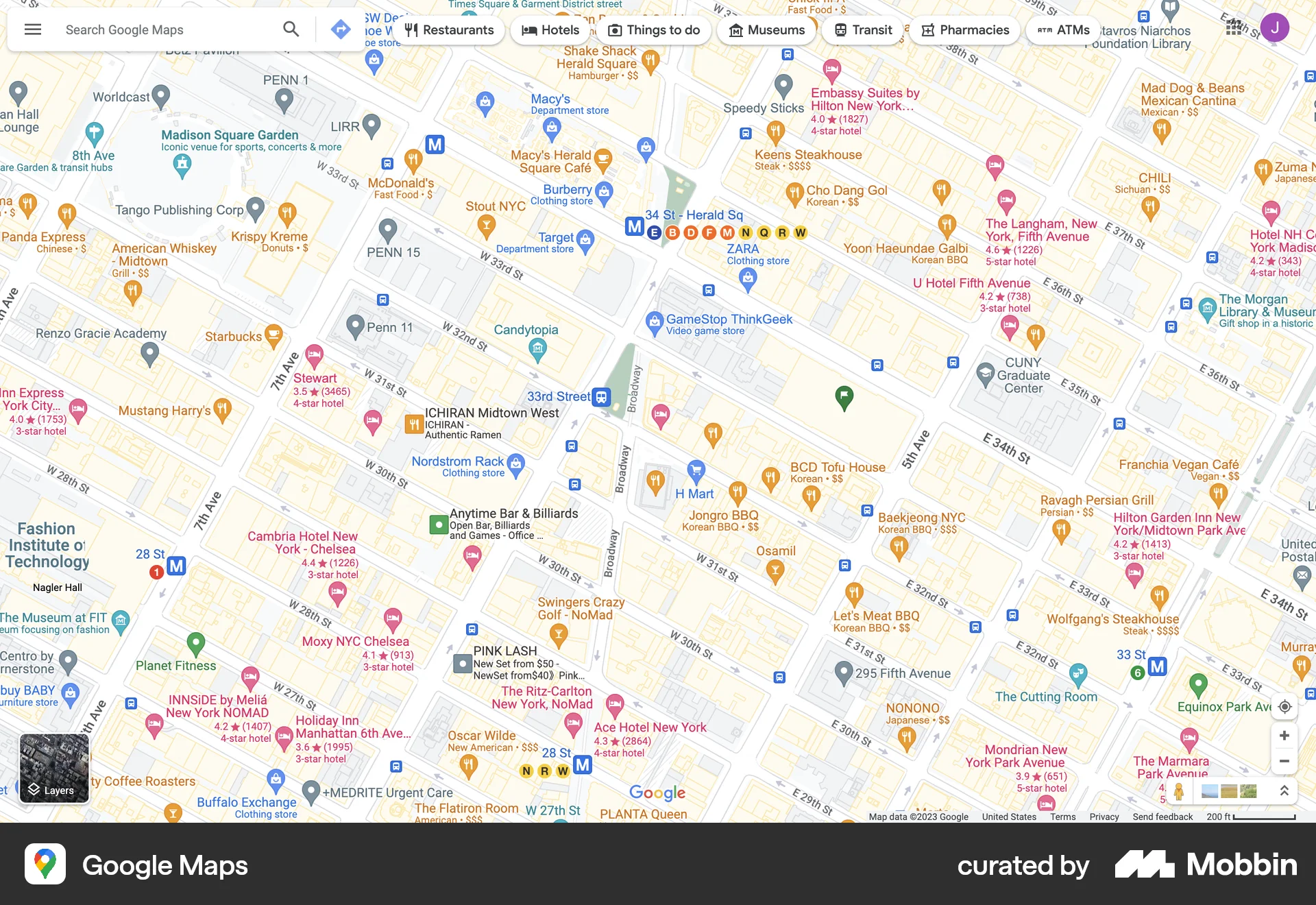 Google Maps Web Map screen