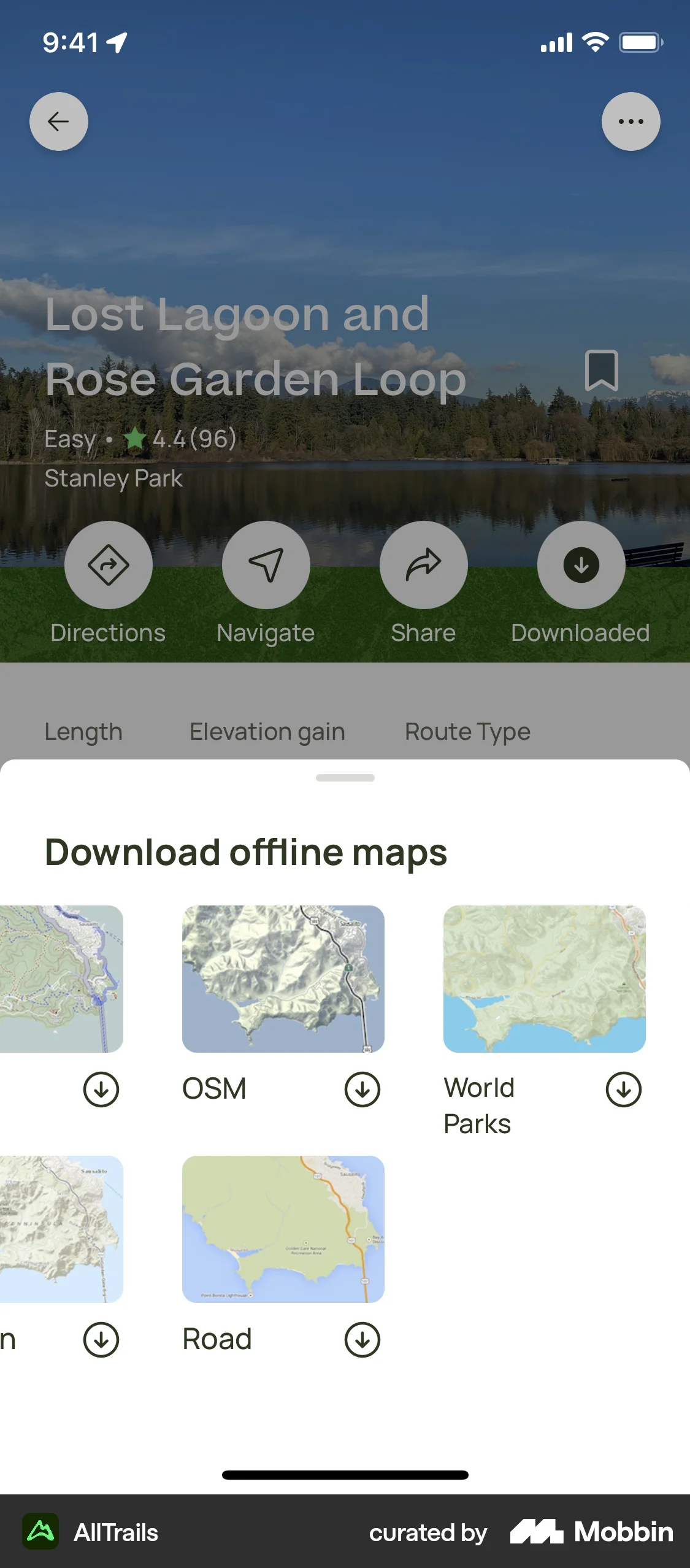 AllTrails iOS Upload & Download screen