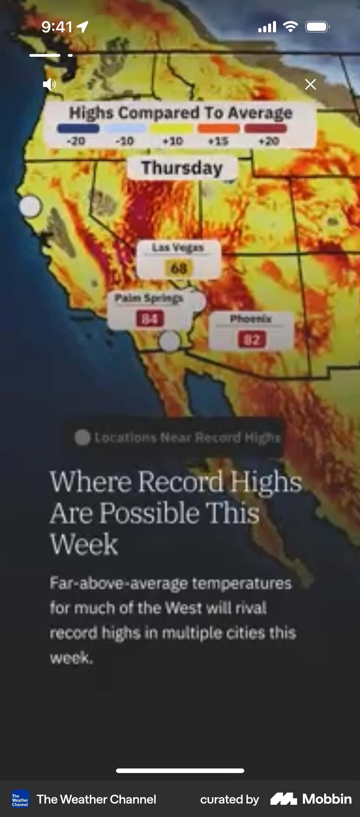 The Weather Channel iOS Stories screen