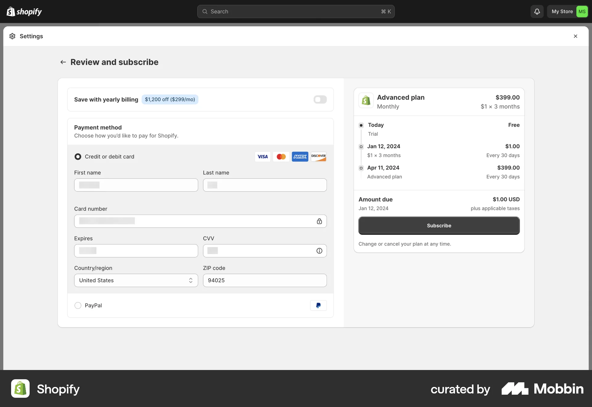 Shopify Web CRM App screen