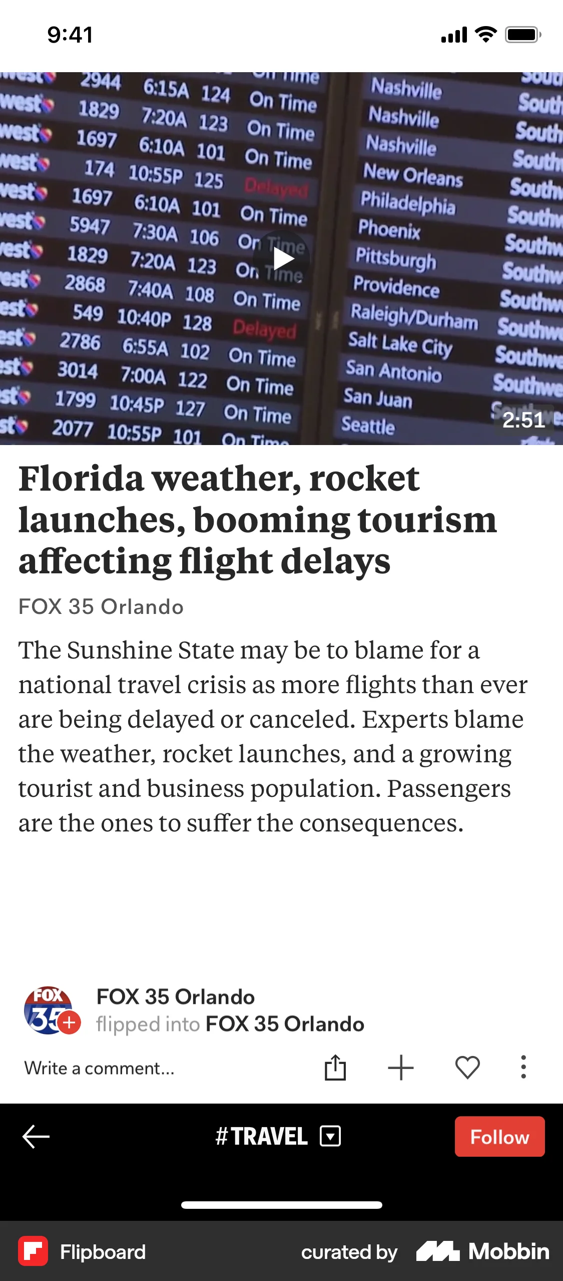 Flipboard iOS News Feed screen