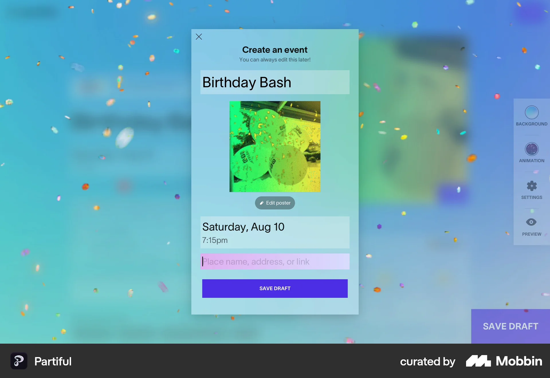 Partiful Web Lifestyle App screen