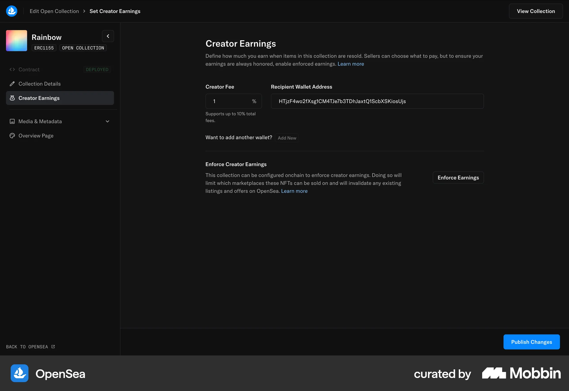 OpenSea Web Set screen