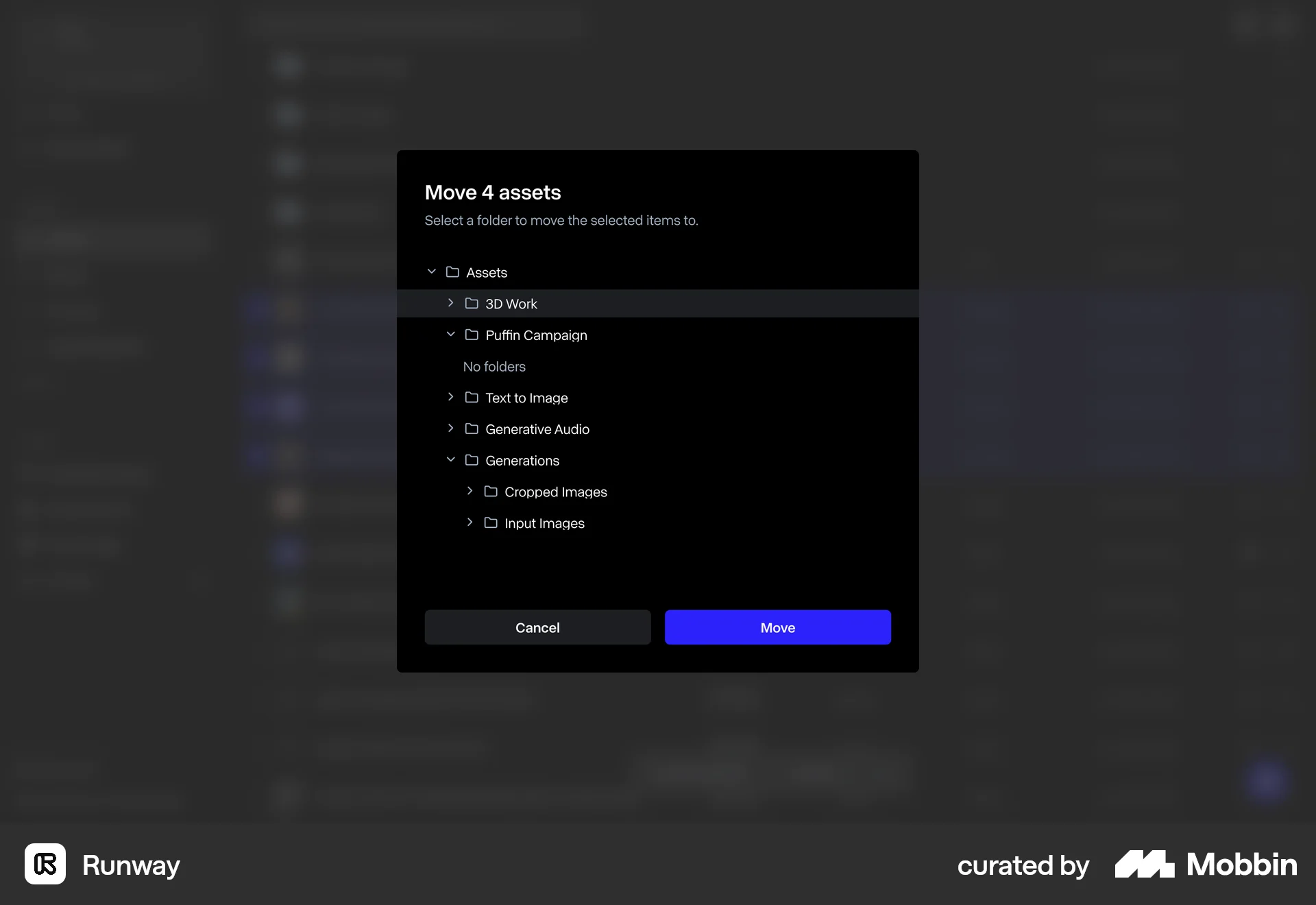 Runway Web Move screen