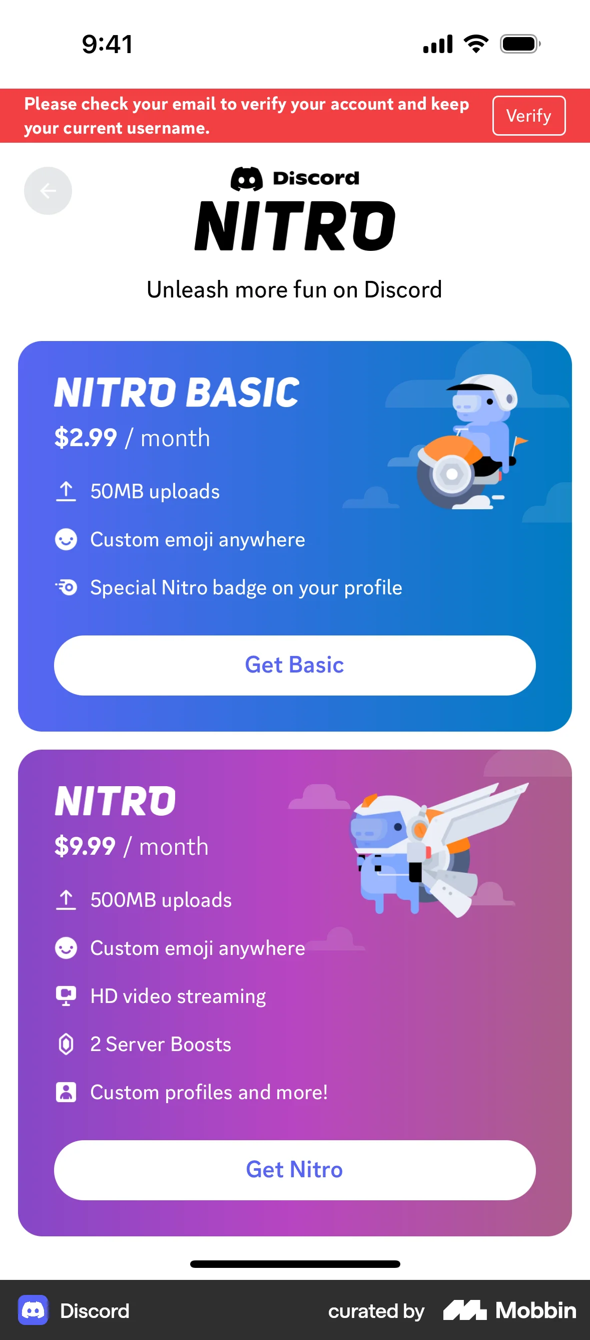 Discord iOS Subscription & Paywall screen