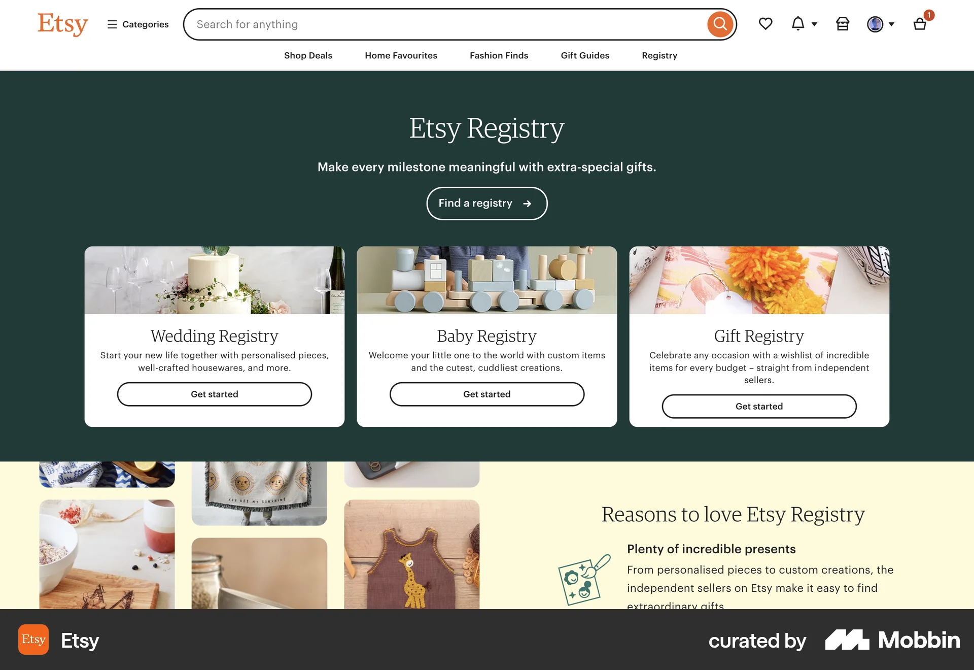 Etsy Web Misc screen