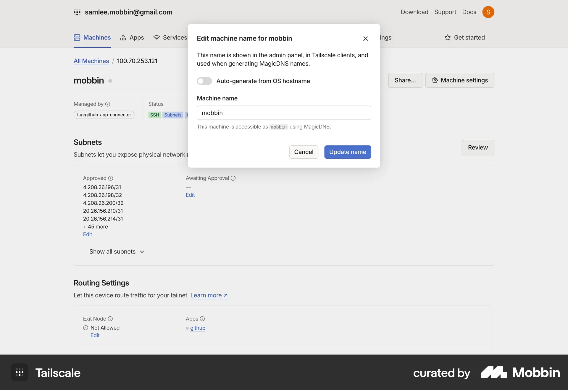 Tailscale Web Utilities App screen