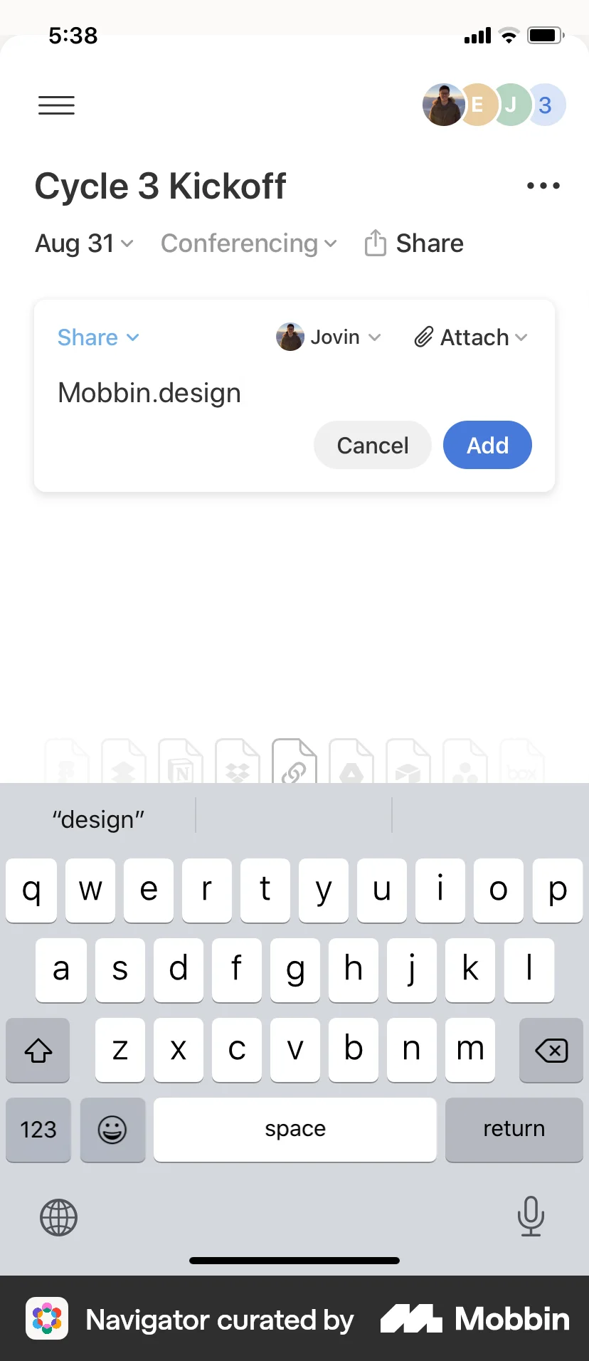 Navigator iOS Note Detail screen