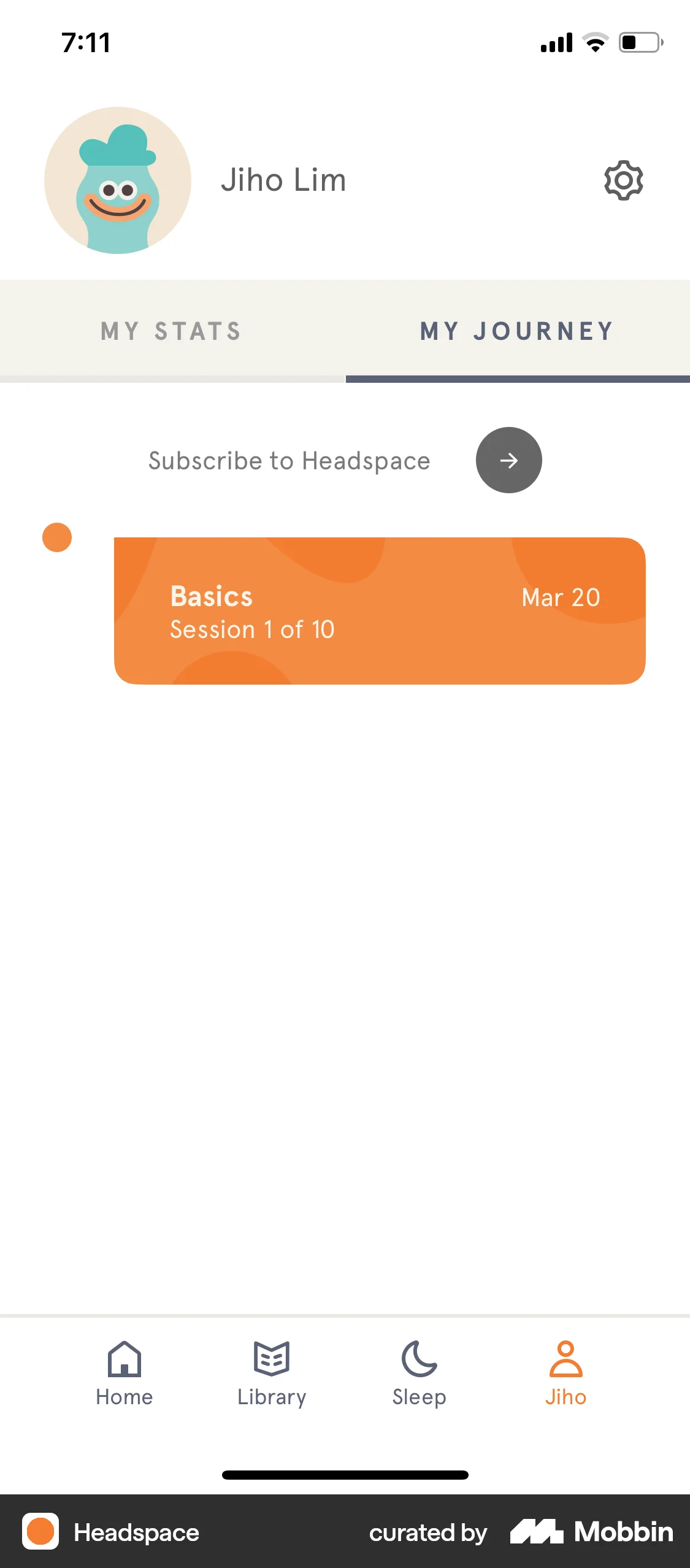 Headspace iOS Notifications screen