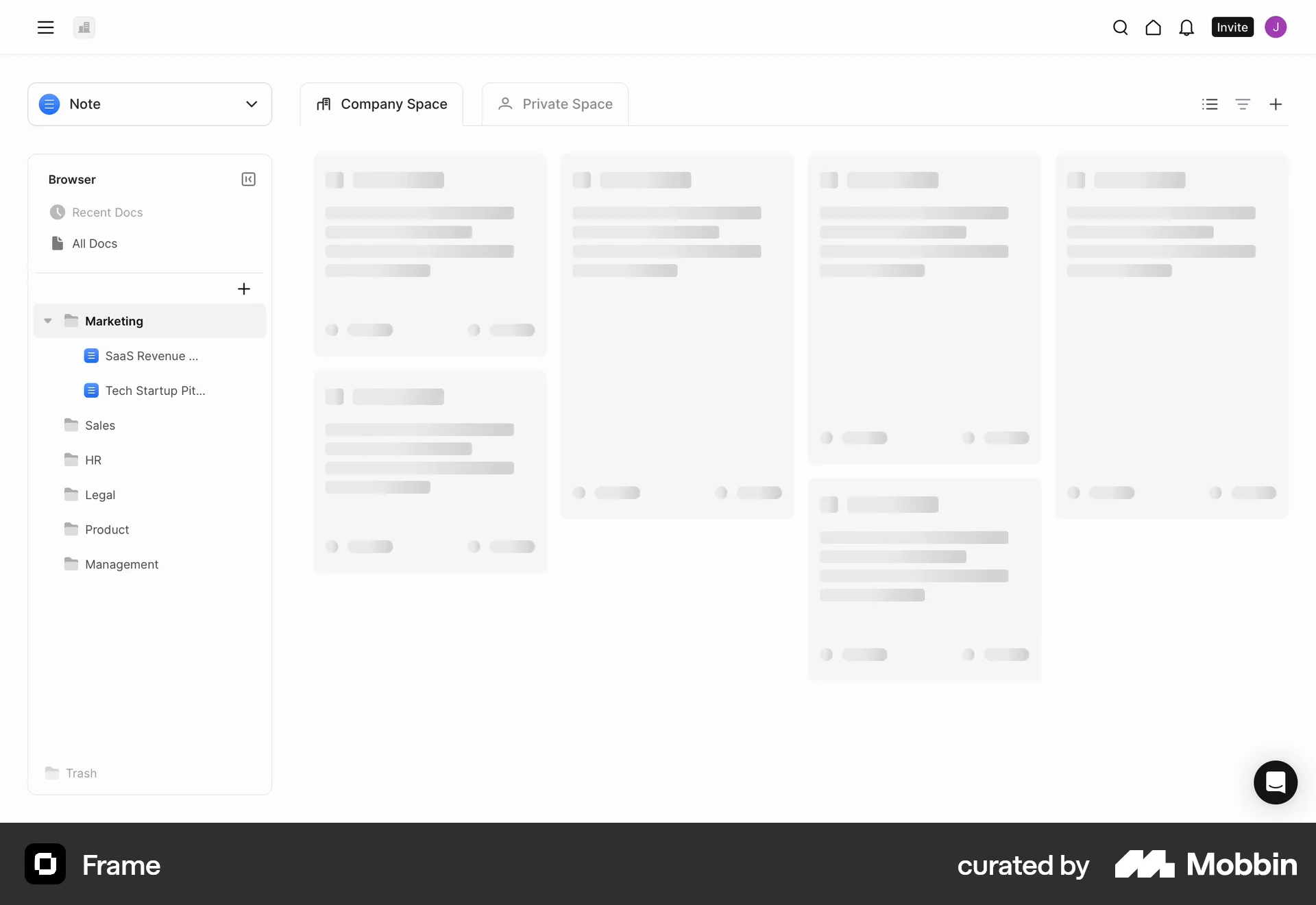 Frame Web screen containing Skeleton UI element
