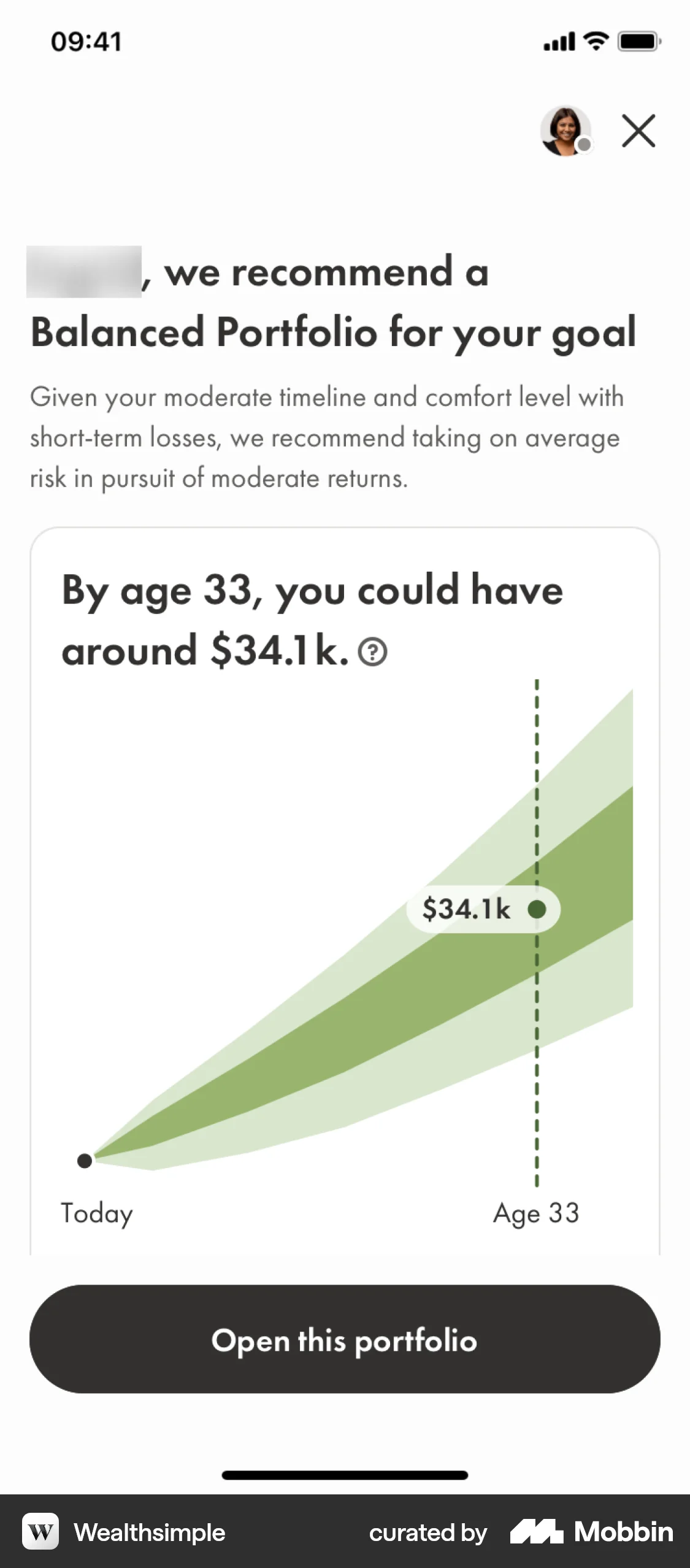 Wealthsimple iOS screen containing Tooltip UI element