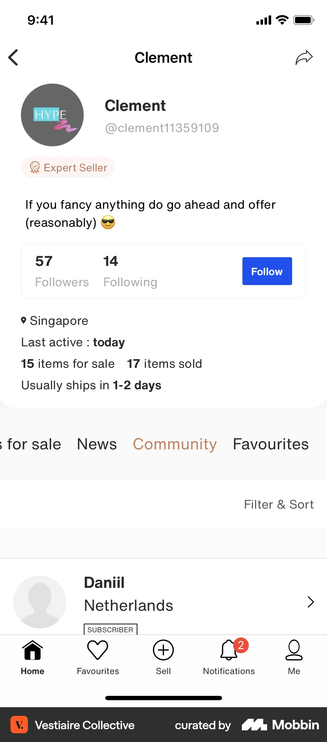 Vestiaire Collective iOS Followers & Following screen