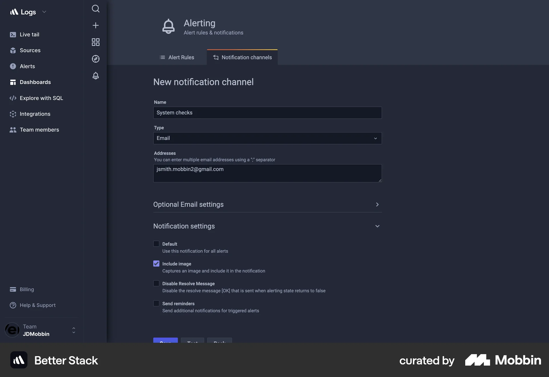 Better Stack Web screen containing Checkbox UI element
