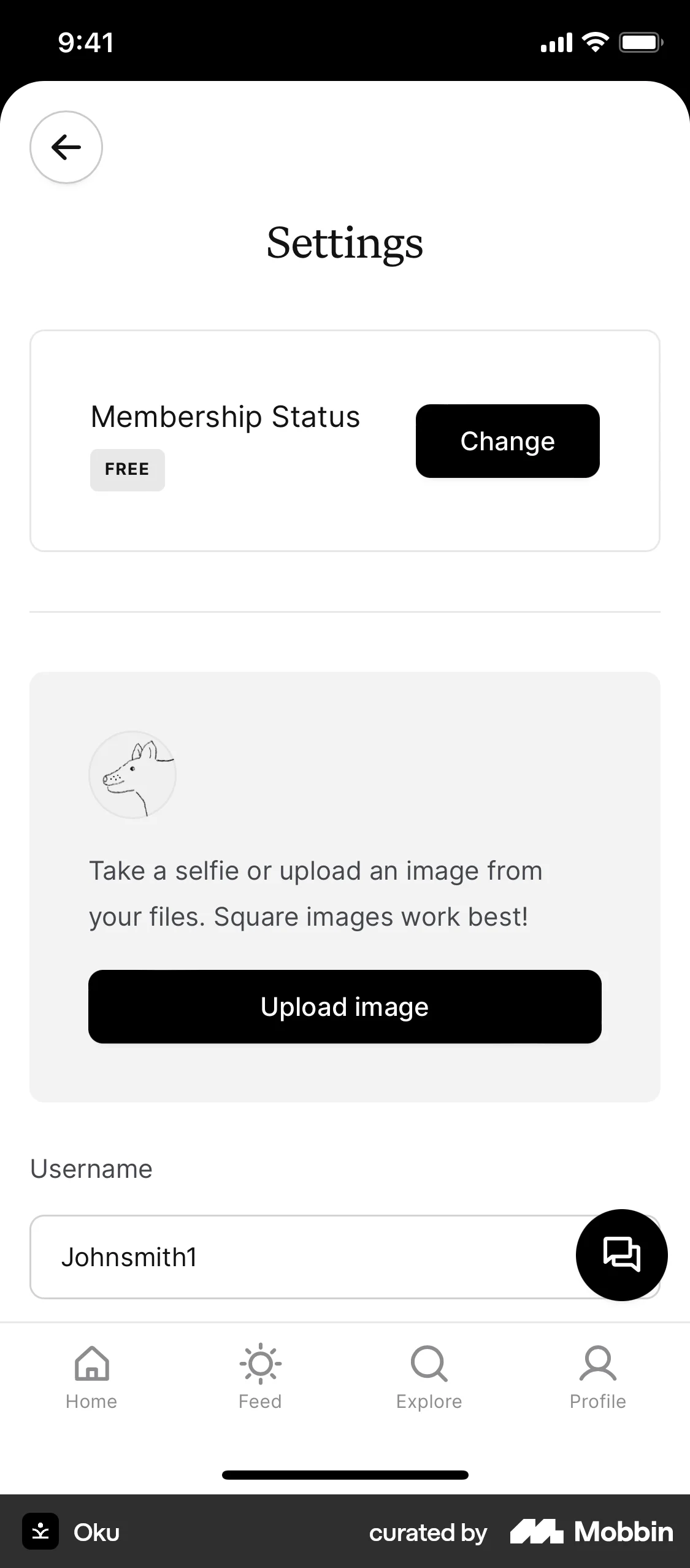 Oku iOS Upload & Download screen