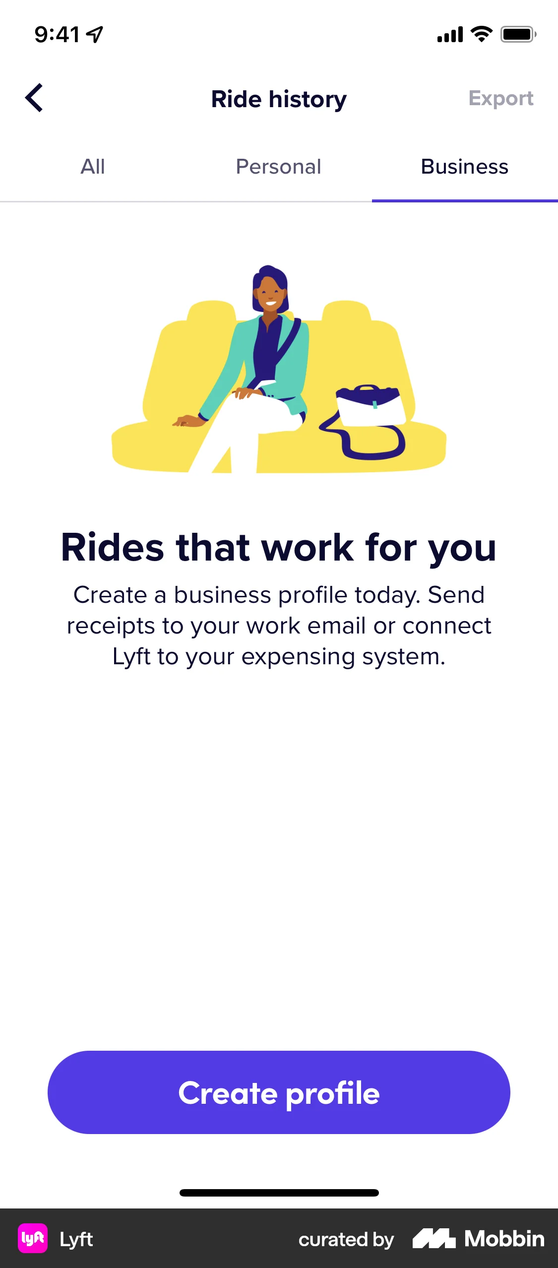 Lyft iOS Order History screen