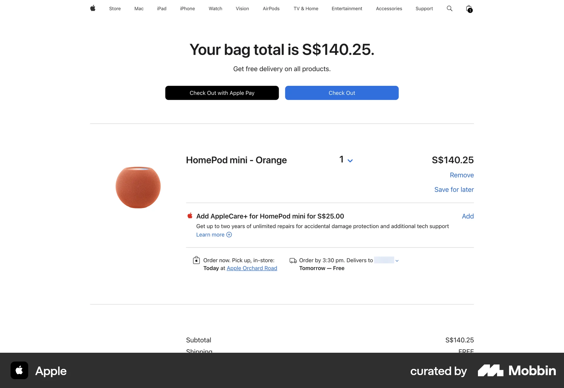 Apple Web Web Shopping Cart screen