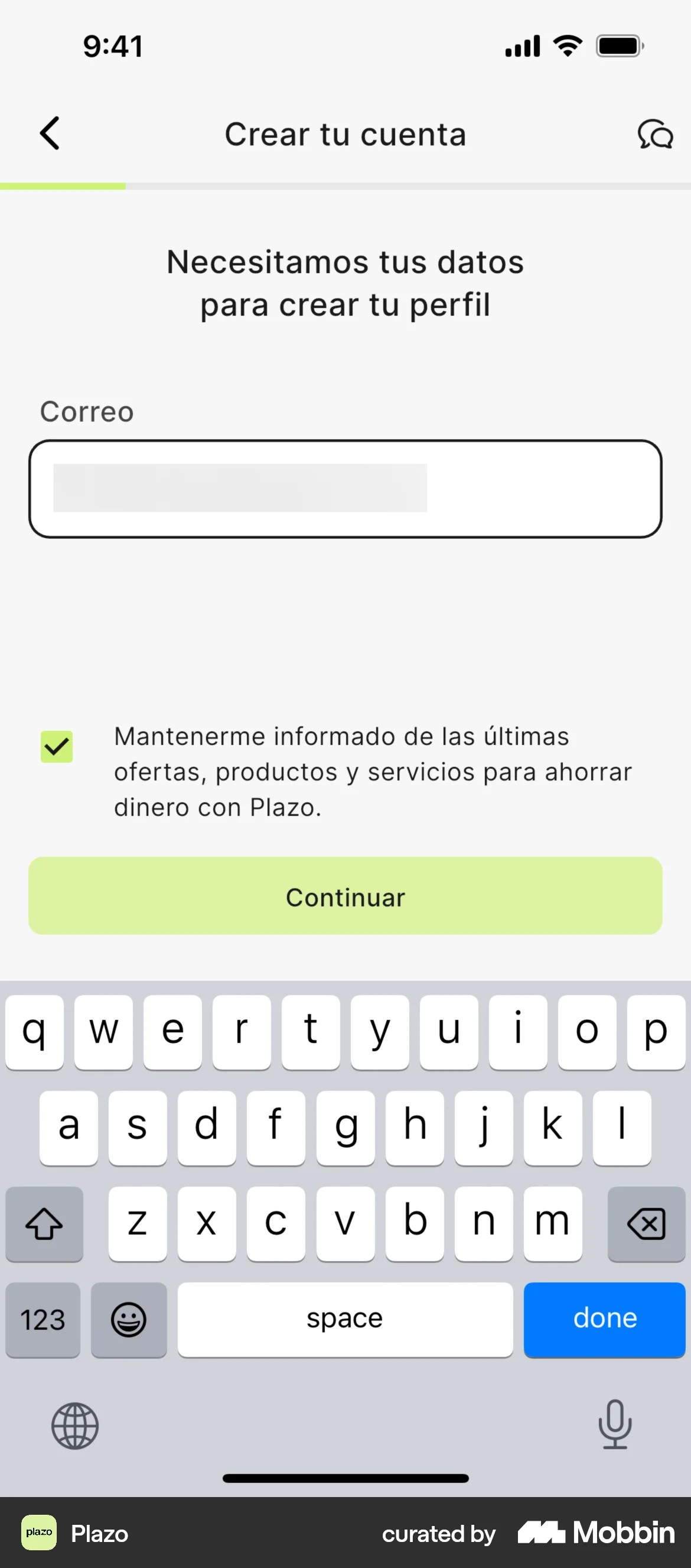 Plazo Onboarding screen