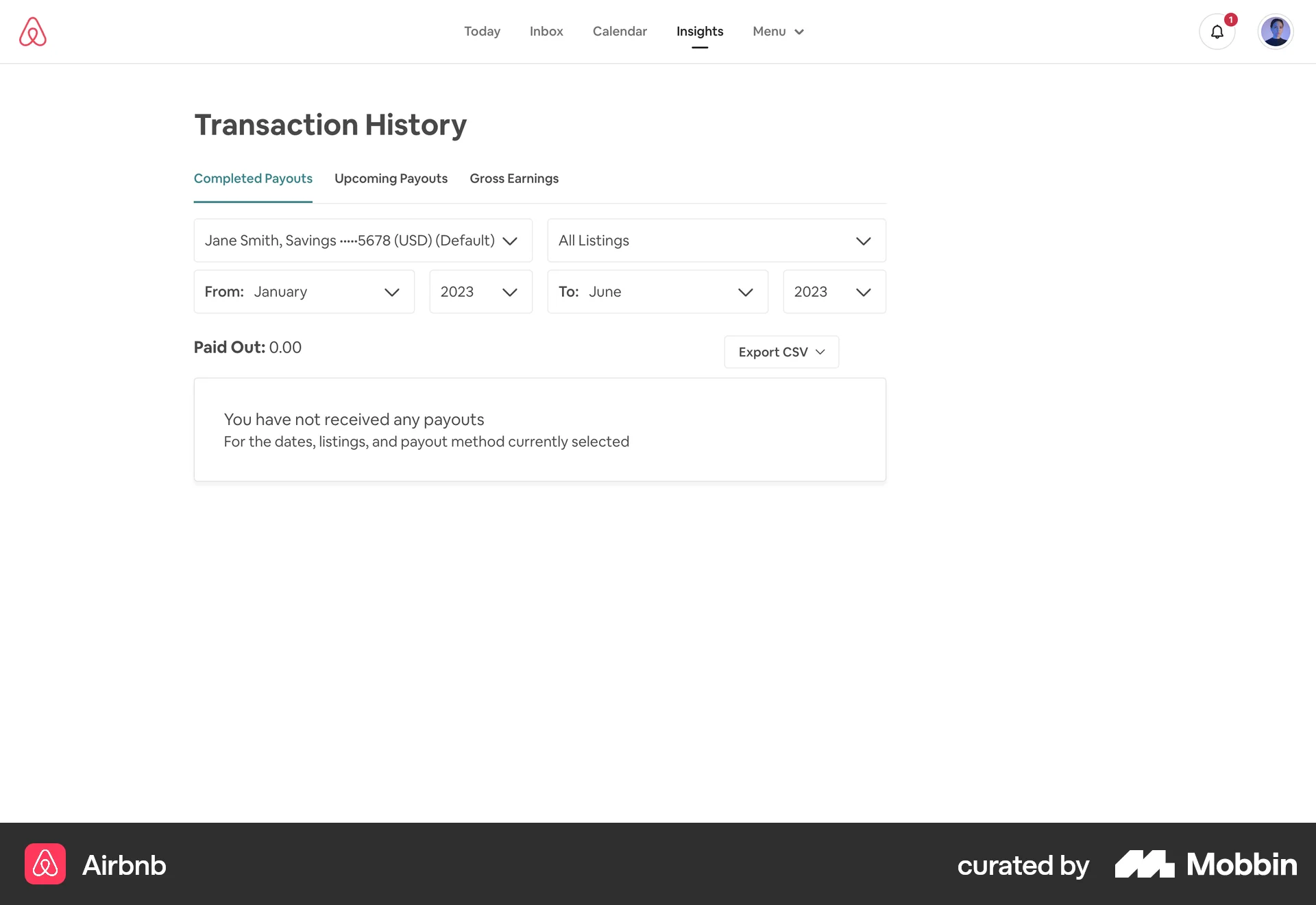 Airbnb Web Dashboard screen