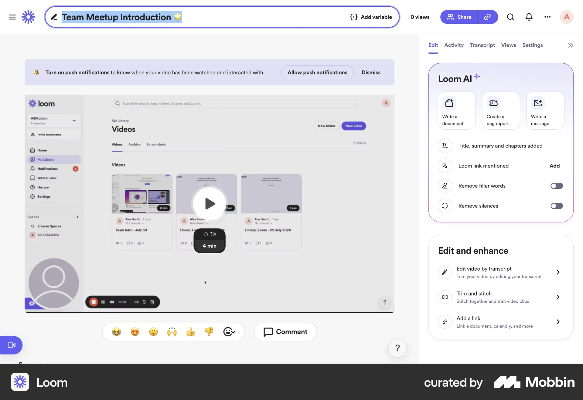 Loom Web Permission screen