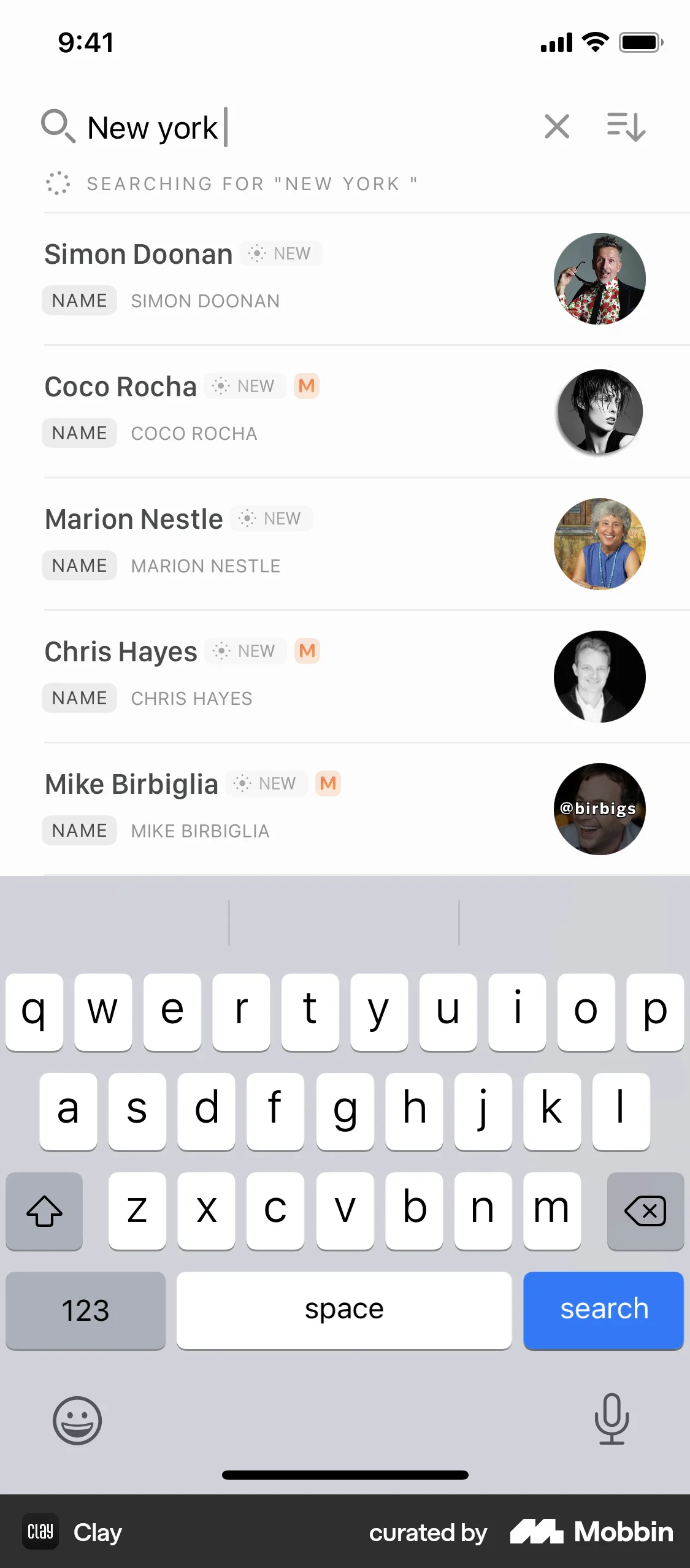 Clay iOS screen containing Loading Indicator UI element