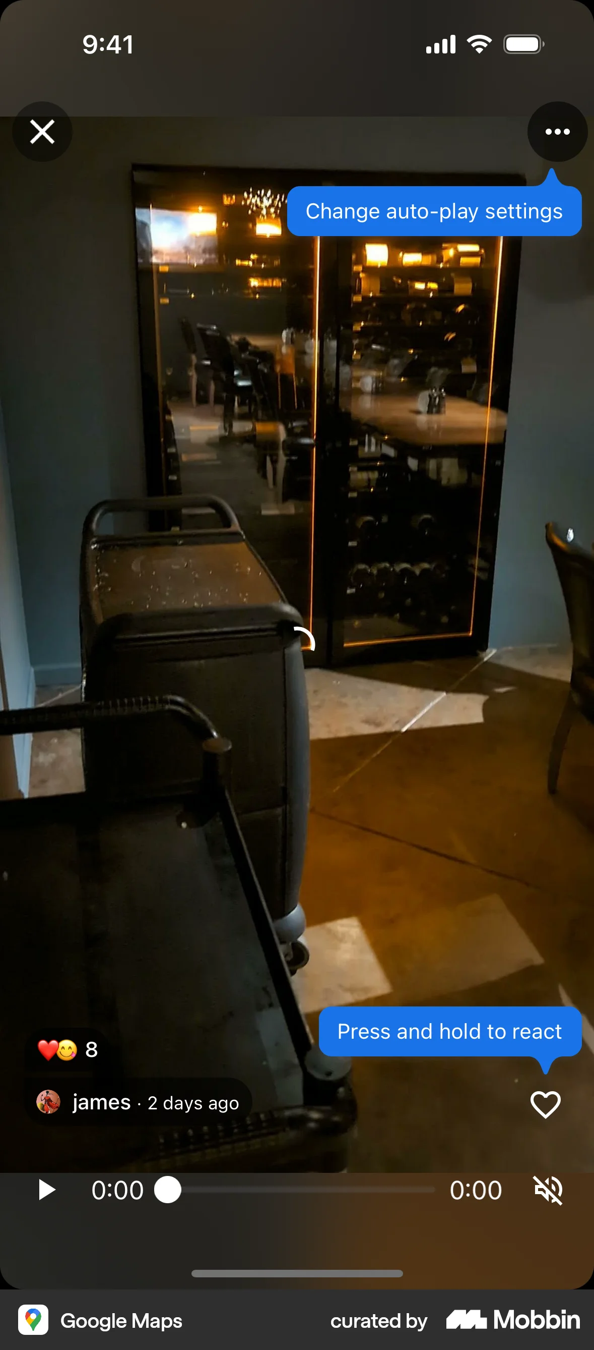 Google Maps iOS screen containing Coach Marks UI element