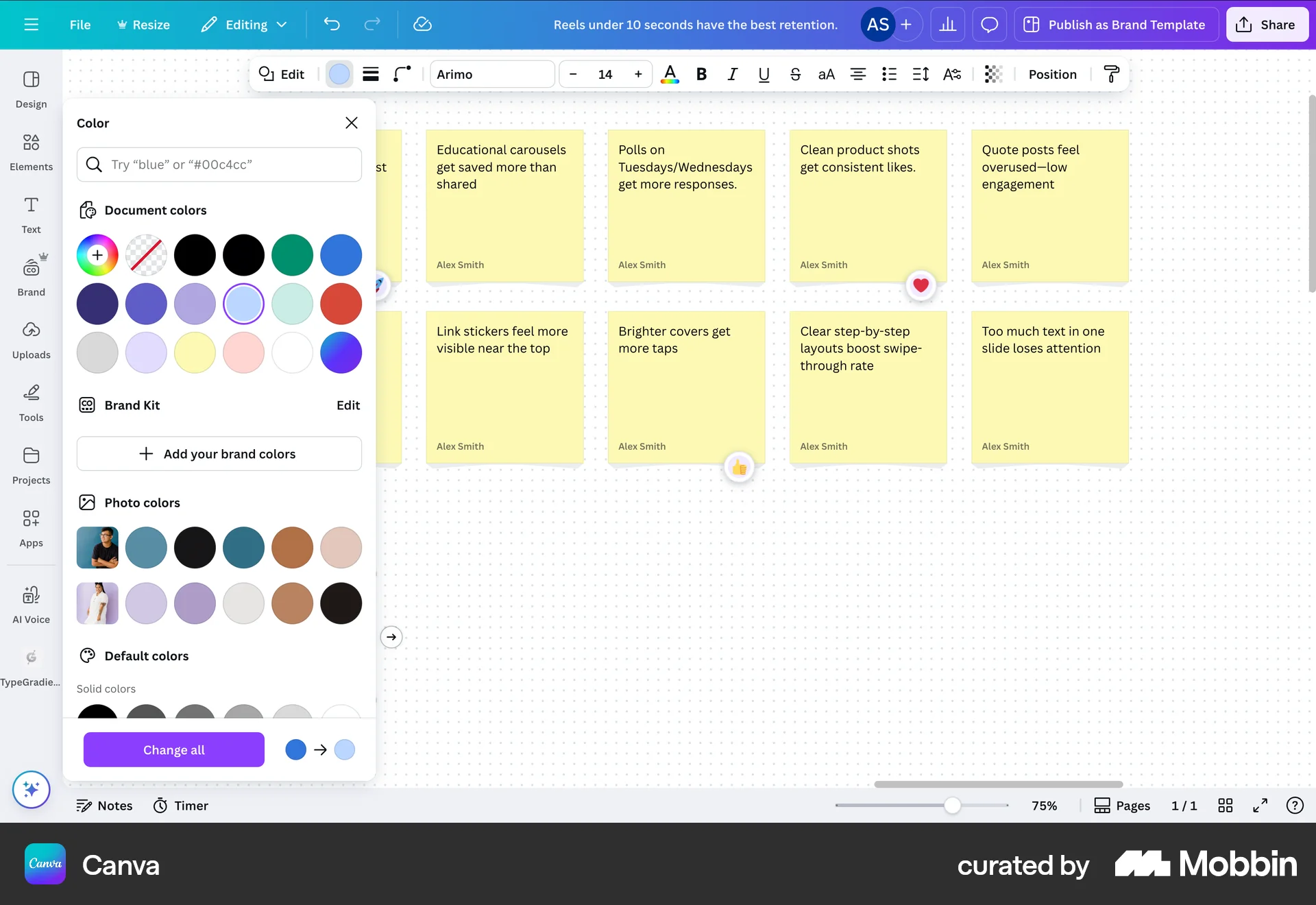Canva Web screen containing Tile UI element