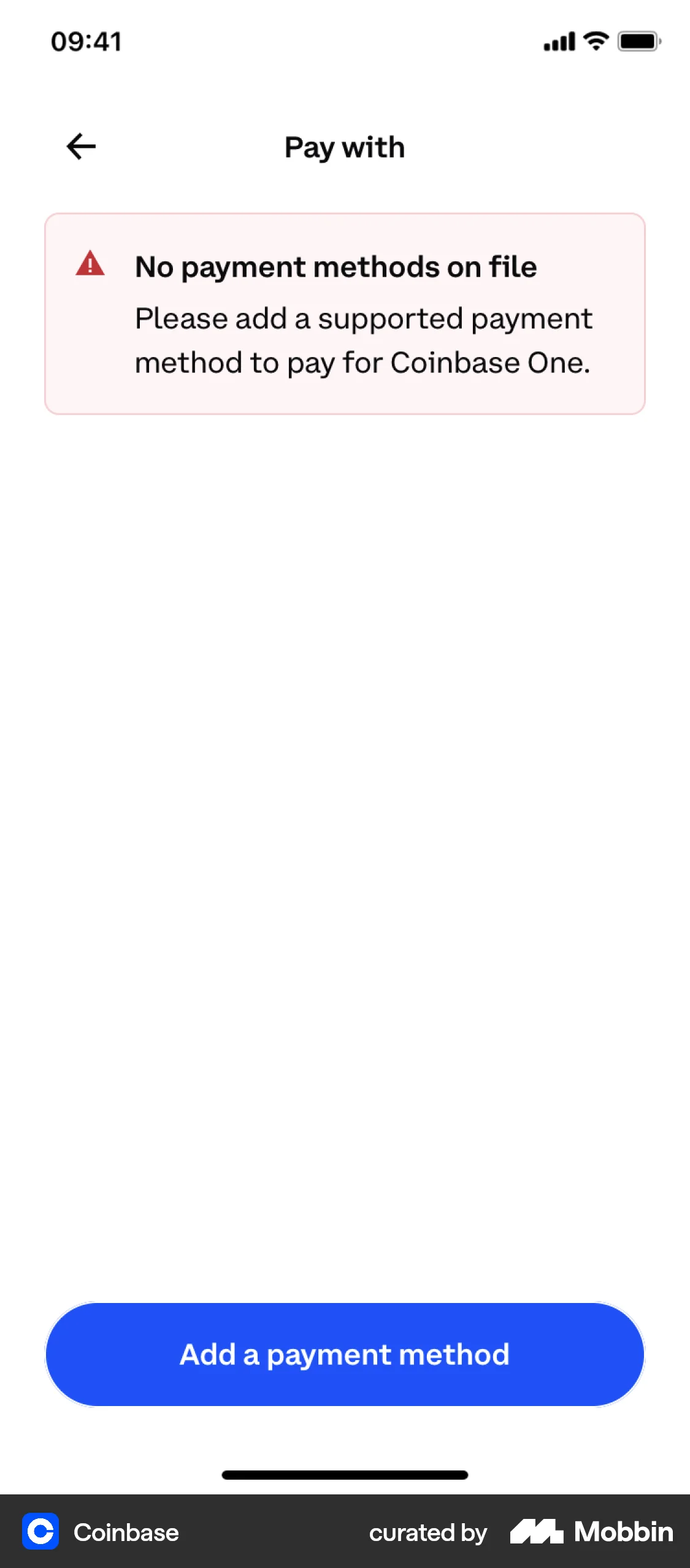 Coinbase iOS Error screen