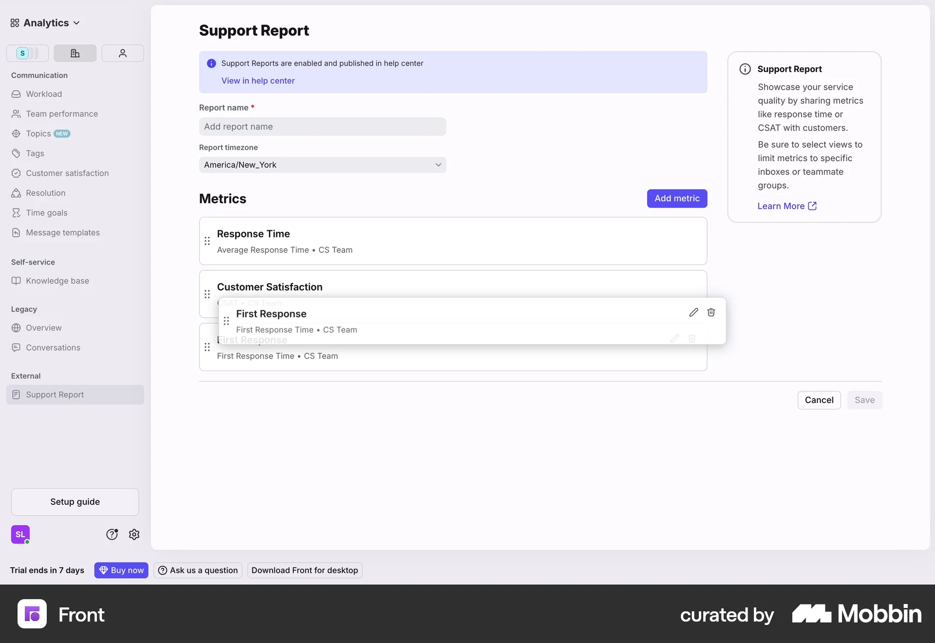 Front Web Reorder screen