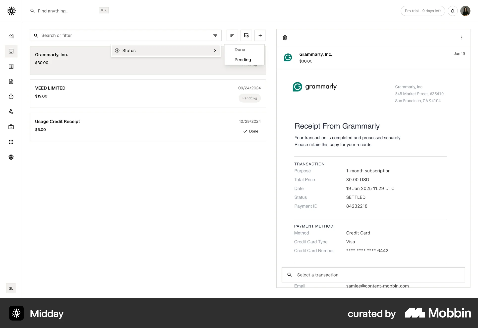 Midday Web Set screen