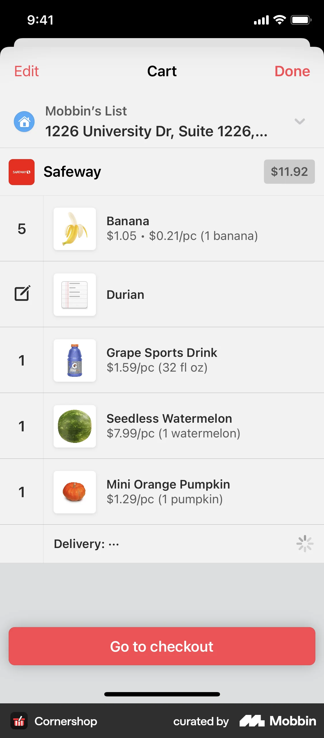 Cornershop iOS screen containing Loading Indicator UI element