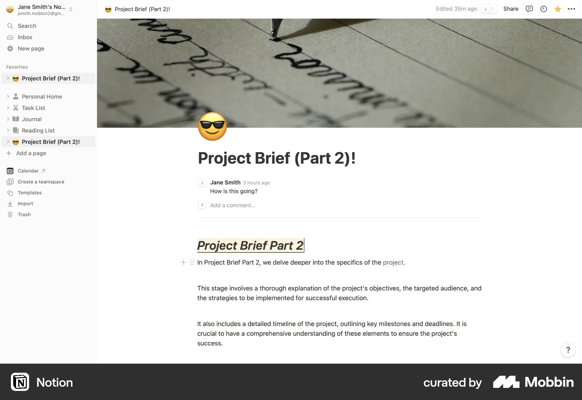 Notion Web Favorite & Pin screen