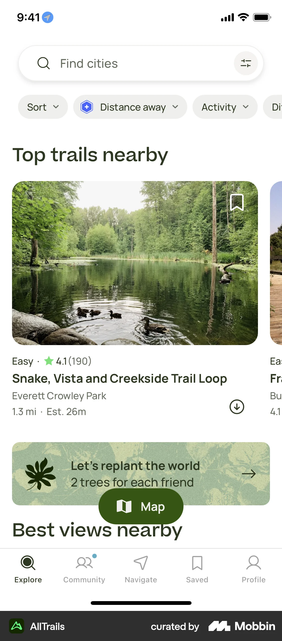 AllTrails iOS Home screen