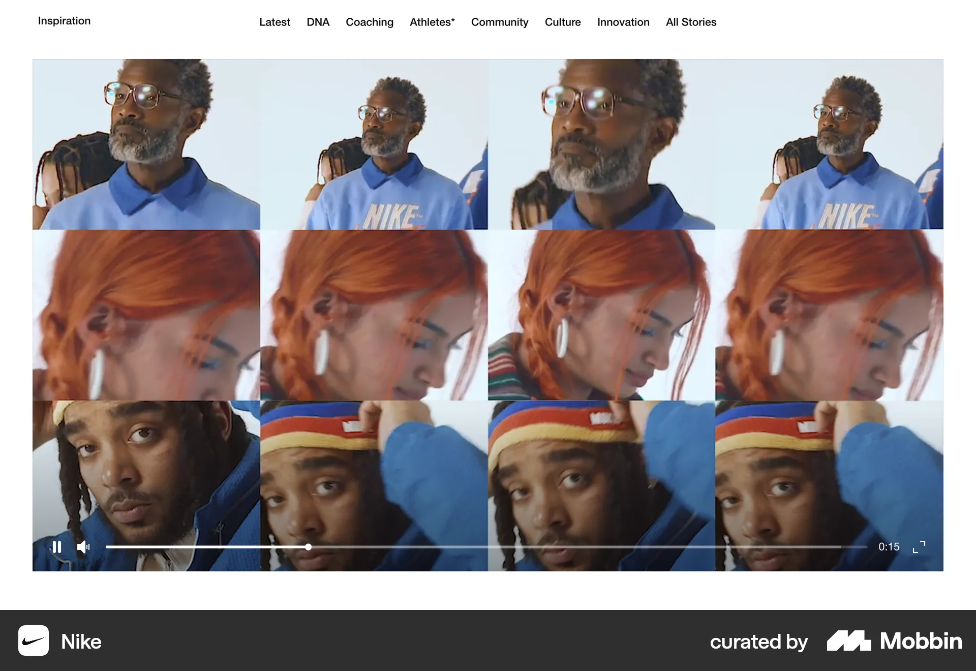 Nike Web Video Player screen