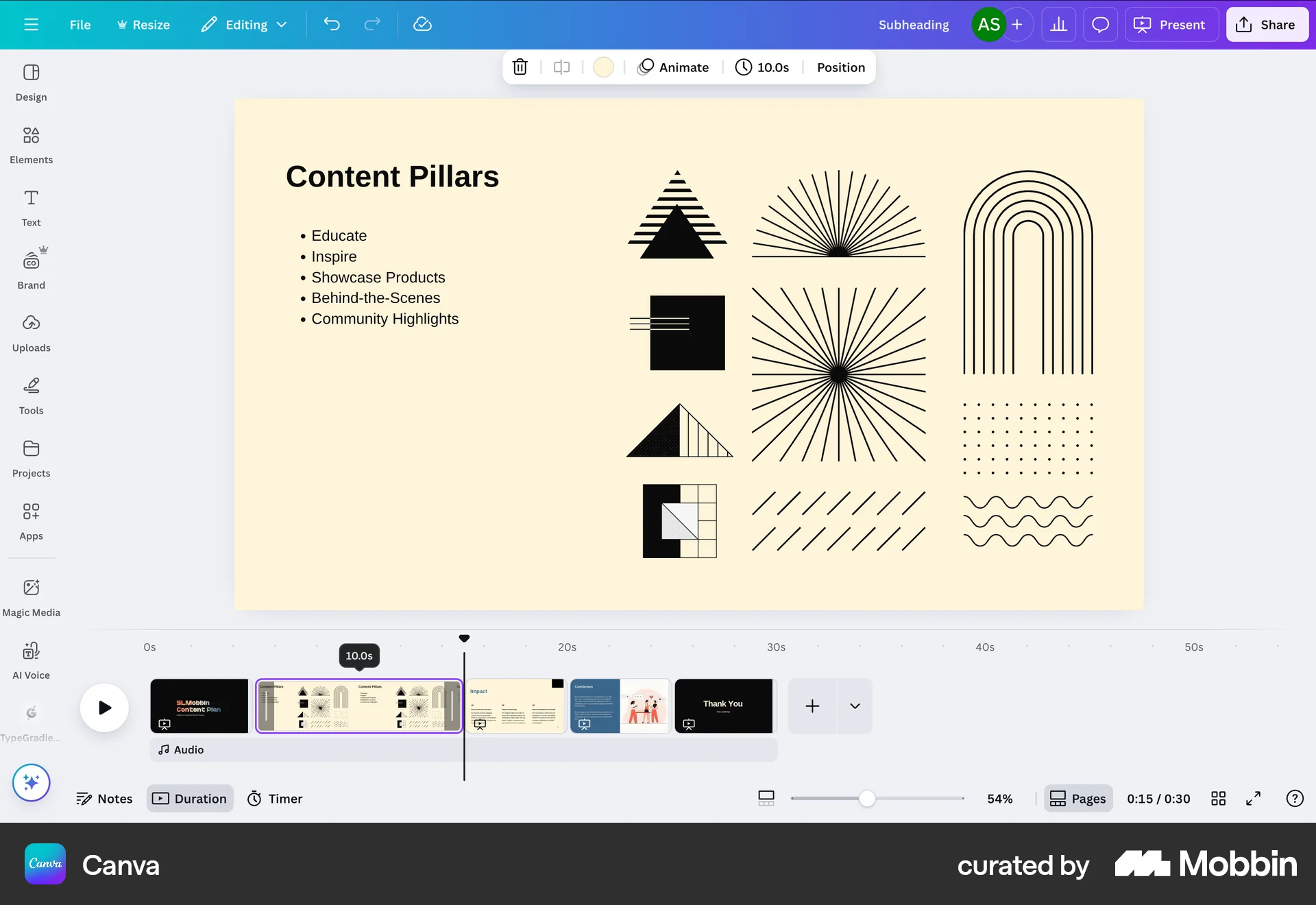 Canva Web screen containing Tooltip UI element