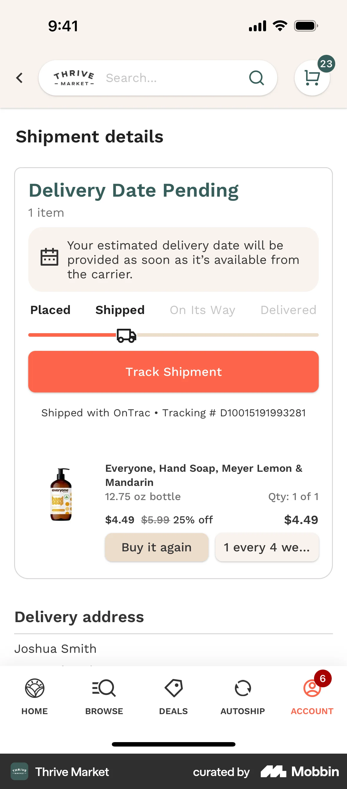 Thrive Market screen