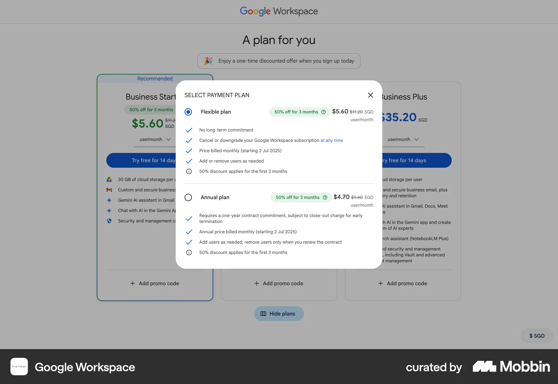 Google Workspace Web screen containing Radio Button UI element