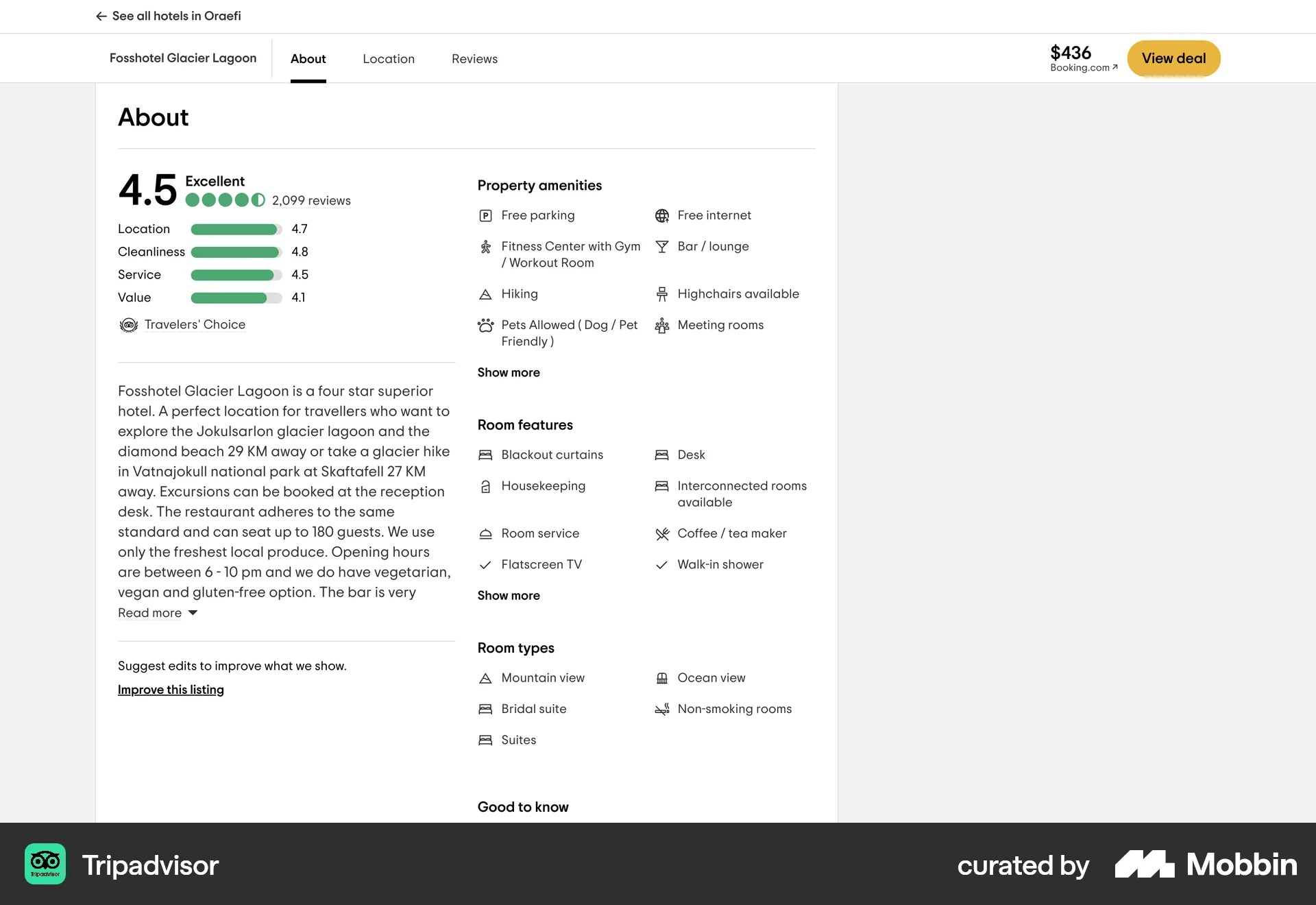 Tripadvisor Web Reviews & Ratings screen
