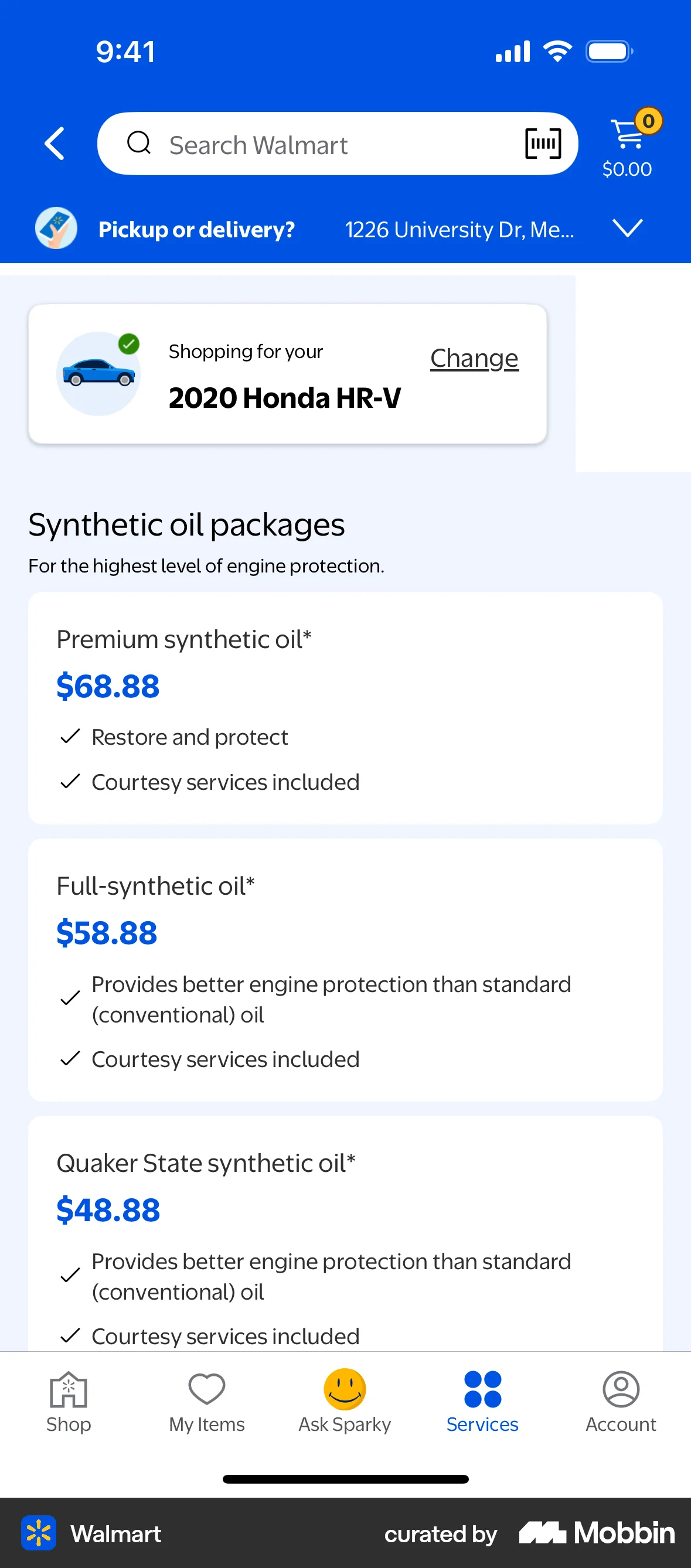 Walmart iOS Shop & Storefront screen