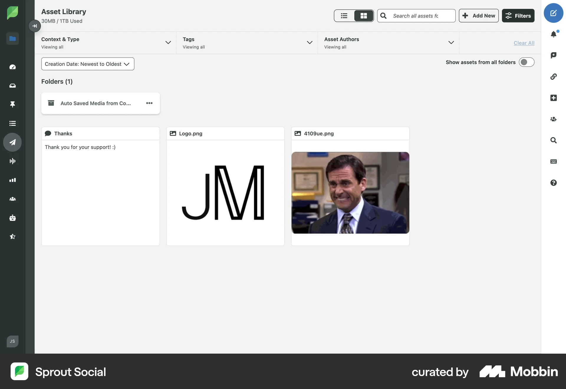 Sprout Social Web Bookmarks & Collections screen
