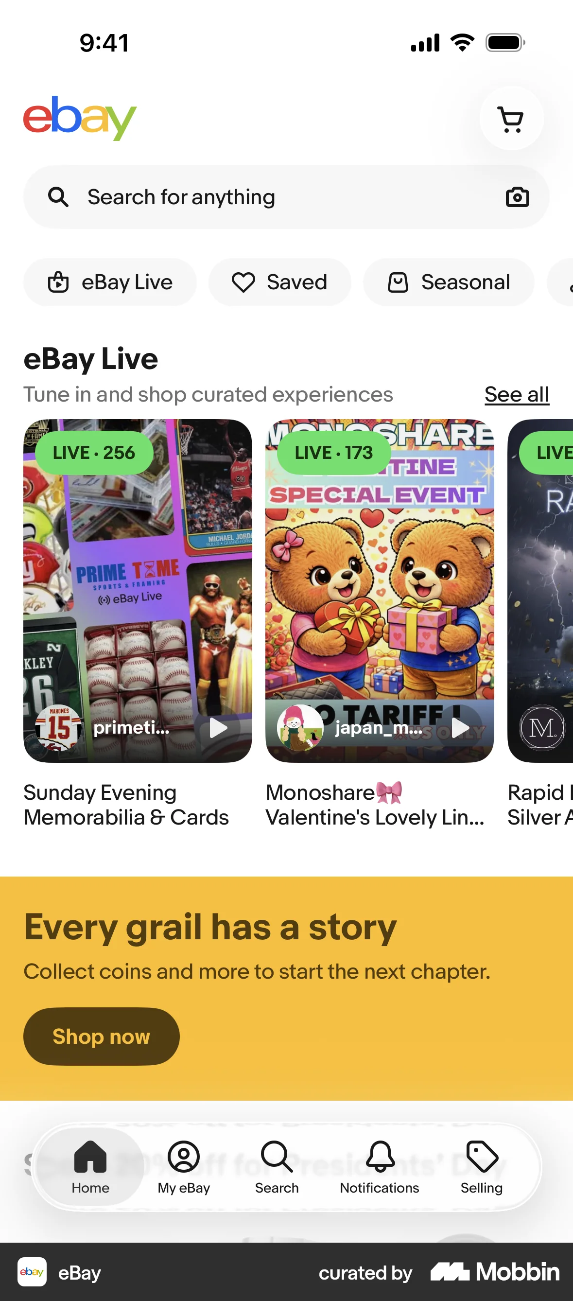 eBay iOS screen containing Carousel UI element