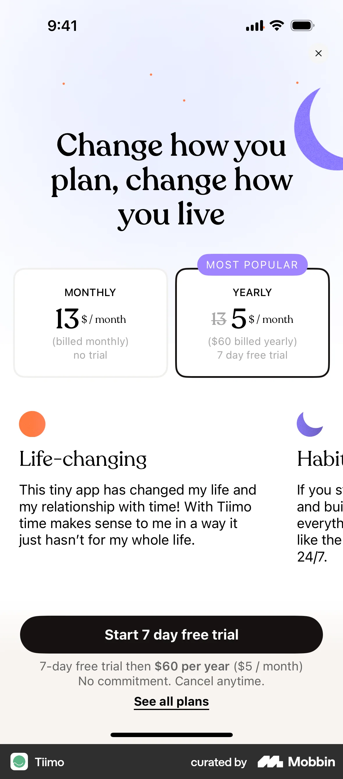 Tiimo iOS Subscription & Paywall screen