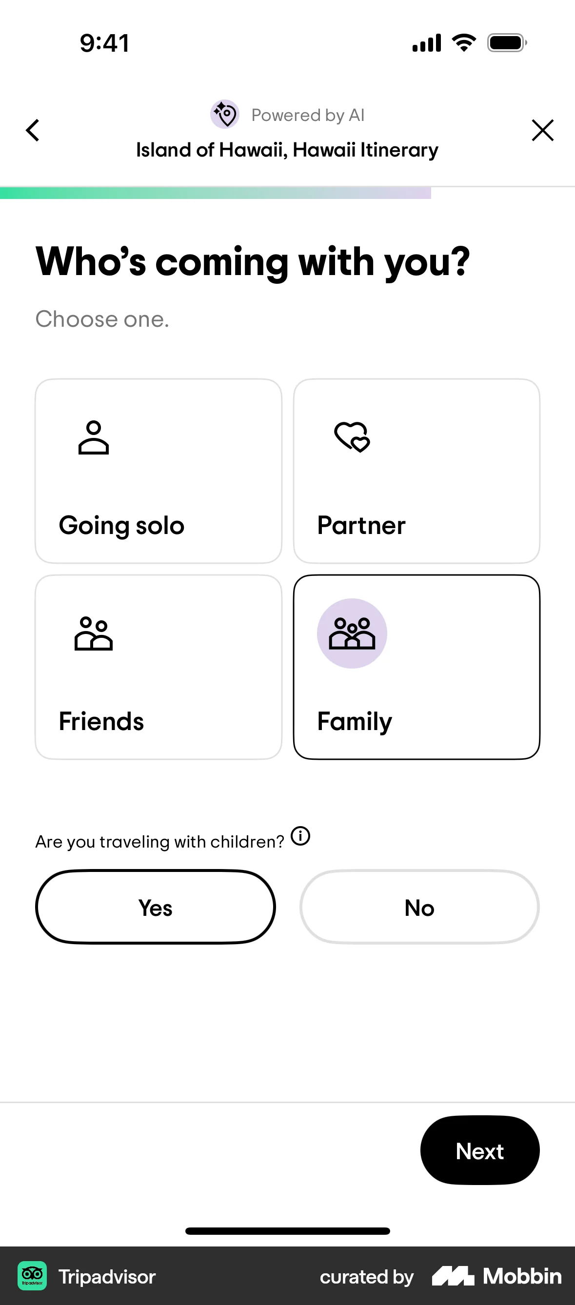 Tripadvisor iOS Quiz screen