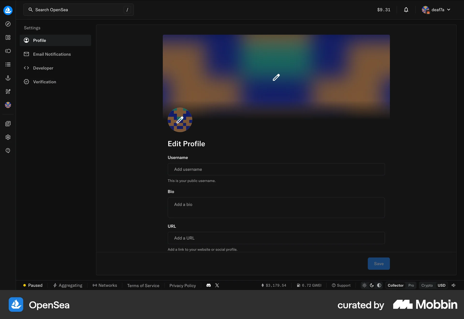OpenSea Web Upload & Download screen
