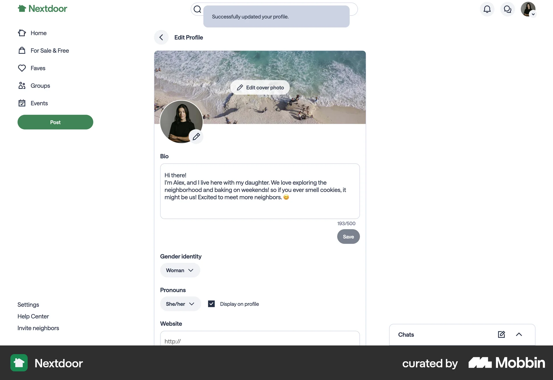 Nextdoor Web Settings & Preferences screen