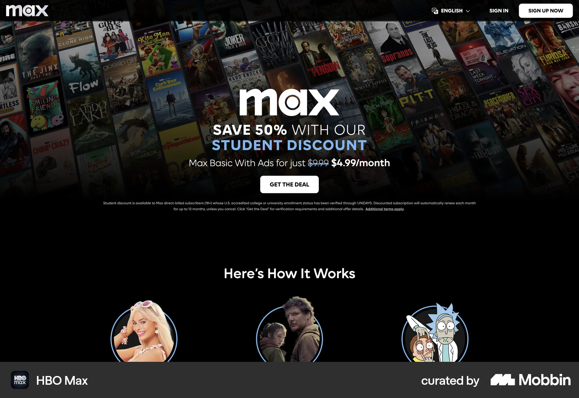 HBO Max Web Pricing screen