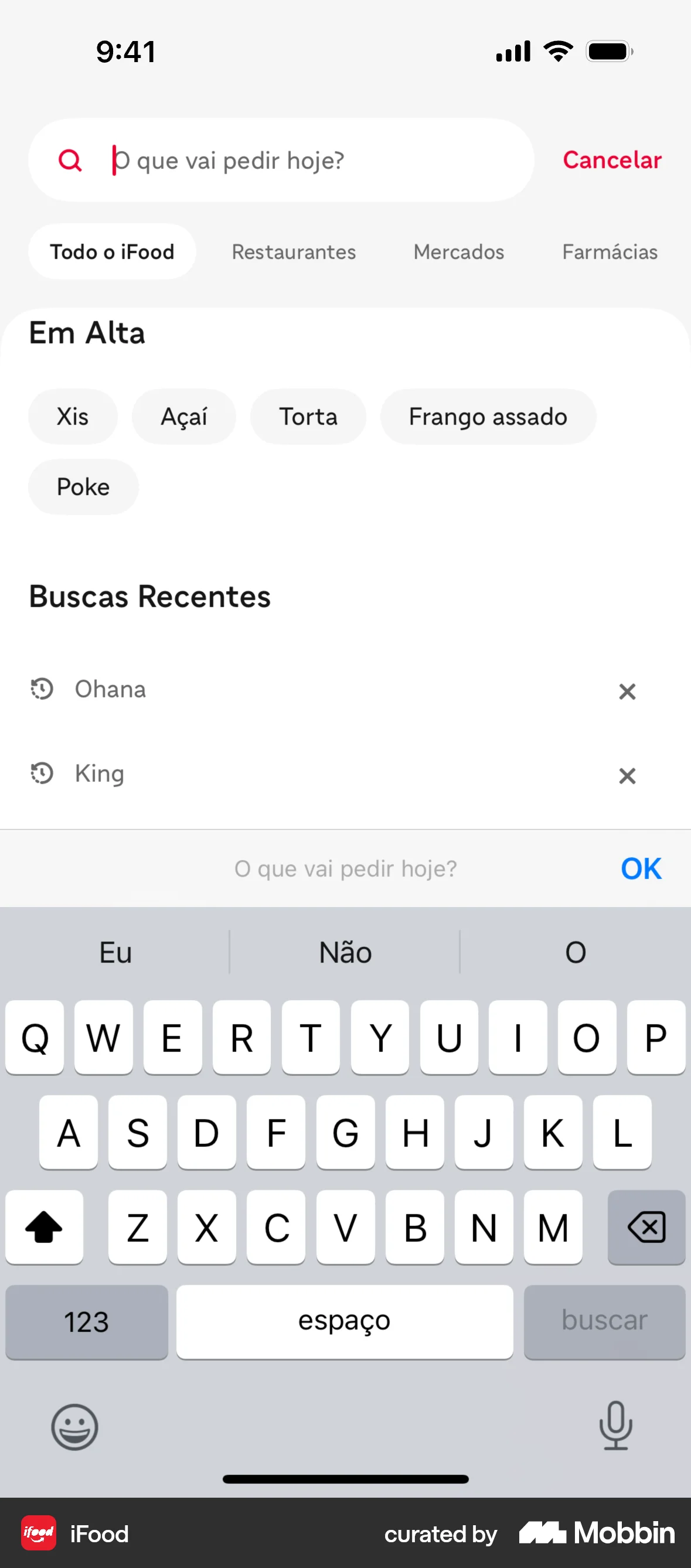 iFood iOS Search screen